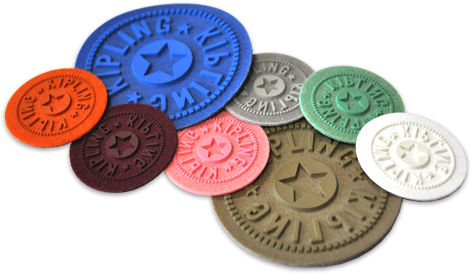 Kipling microfibre silicone badges